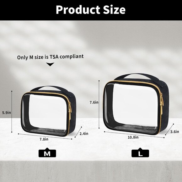 TSA Approved Travel Toiletry Bag,2 Pack Clear Makeup Bags with Handles,Quart Siz - Picture 3 of 6